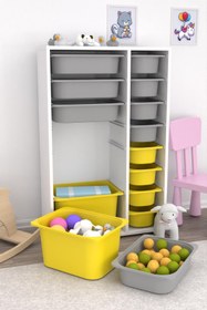 Resim Rine 14 Sepetli Çok Amaçlı Oyuncak Dolabı Sarı Gri 2D4K8U 