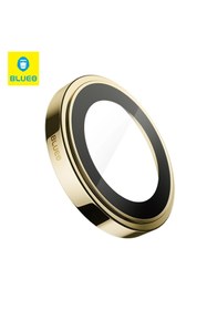 Resim BLUEO Sapphire iPhone 14 Pro Max Uyumlu 9 MOhs %99.99 Orijinal Safir Gold Titanium Kamera Lens Koruyucu 