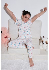 Resim Lela % 100 Pamuk Bisiklet Yaka Kısa Kollu Kız Çocuk Pijama Takımı 6651002 Şeker Pembe 