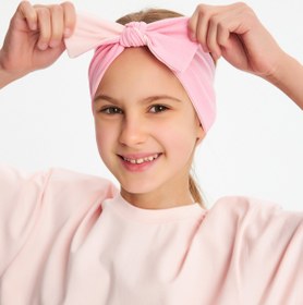 Resim Babygiz Kız Pamuklu Penye, Kaymaz, Terletmez, Ultra Hafif Esnek Fiyonk Bağlamalı Saç Bandı Bandana 