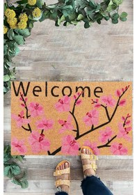 Resim Japon Çiçekleri, Desenli Kapı Önü Paspası, Dijital Baskı 