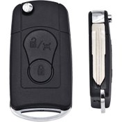 Resim Smart Car Anahtar Kılıfı Kapak, Katlanabilir Flip Tasarımı ile, 2 Düğme ile, Actyon, Kyron ve Rexton gibi for ssangyong Modelleri için Uygun, Kesilmemiş Bıçak içerir. 