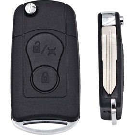 Resim Smart Car Anahtar Kılıfı Kapak, Katlanabilir Flip Tasarımı ile, 2 Düğme ile, Actyon, Kyron ve Rexton gibi for ssangyong Modelleri için Uygun, Kesilmemiş Bıçak içerir. 