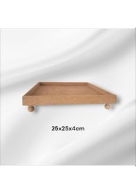 Resim Ahşap Boyanabilir Ayaklı Kare Sunumluk Tepsi 