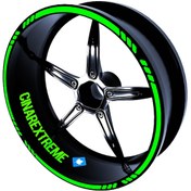 Resim 4 Parçalı Kesikli Tasarımlı Floresan Yeşil Jant Şeridi Sticker Çınar Extreme 
