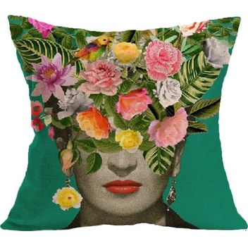 Suofeng "frida Kahlo Baskılı Lüks Keten Yastık Kılıfı - Dayanıklı Ve Konforlu 45x45 Ev Dekoru"