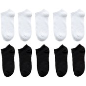 Resim Genel Markalar Unisex 10 Çift Koton Ekonomik Siyah + Beyaz Renk Patik 