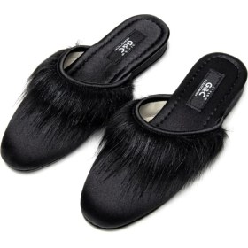 Resim Gc Terlik 245 Kadın Önü Tüylü Ev Terliği-Siyah 