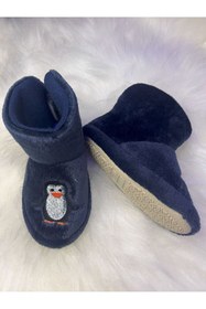 Resim dekan toys Panduf Erkek Çocuk Ev Ayakkabısı Ev Botu Lacivert Renk Penguen Figürlü Pantuf 