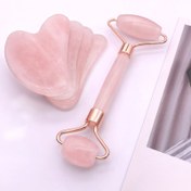 Resim Pembe Kuvars Gua Sha Scraping Masaj Alet Seti, Manuel Yüz Masaj Aleti, Kokusuz, Pilsiz, Elektriksiz Yüz Masajı için 