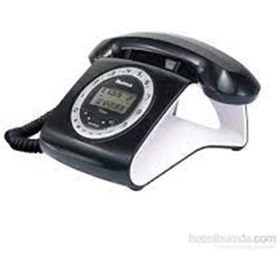 Resim Multitek Retro Özel Tasarımlı Kablolu Siyah-Kırmızı-Gri-Turuncu-Beyaz Masa Üstü Telefon 