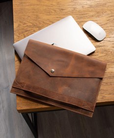 Resim DK LEATHER Unisex Troya Crazy Kahverengi Hakiki Deri Ve Macbook Pro 13 Inc/ Macbook Air 13.3 Inc/evrak Çantası 