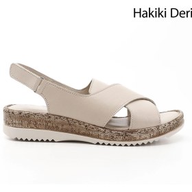 Resim Gönderi(R) Gönderi R Kadın Bej Antik Cırt Bantlı Dolgu Topuk Hakiki Deri Sandalet Dyza65145836 Bej 