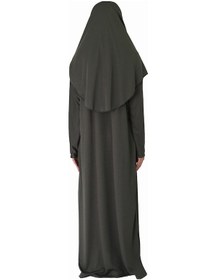 Resim Zehranaz Namaz Elbisesi Koyu Haki Fermuarlı Namaz Elbisesi Koyu Haki 