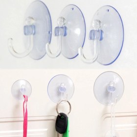 Resim Dünya Magnet 10 Adet Büyük Boy Askılı Vantuz, 4cm Şeffaf Plastik Kancalı Öpücük Vantuz 