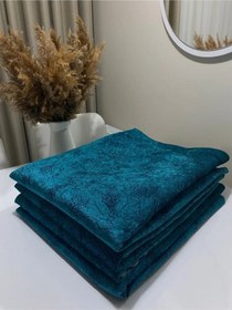 Resim Koltuk Çekyat Örtüsü Turkuaz Damar Desenli Kaymaz Taban Süngerli Üst Kumaş Kadife 