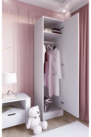 Resim midoser Daisy 45 Cm Beyaz Tek Kapılı Elbise Dolabı - Gardırop 