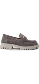 Resim Deery Kadın Hakiki Süet Gri Tokalı Loafer - 02037ZGRIC01 