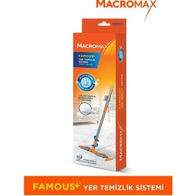 Resim Famous+ Düz Mop Yer Temizlik Sistemi, Islak Ve Kuru Kullanım, 360 Döner Başlıklı Pratik Paspas 