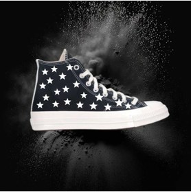 Resim LİASSHOES yıldızlar baskılı siyah keten çocuk spor ayakkabı sneaker 