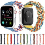 Resim iOS Uyumlu Watch Serisi Elastik Dokuma Saat Kordonu 9-8-7 41mm / Se 3-se 2-6-se-5-4 40mm / 3-2-1 38mm, Uzunluk:130mm 