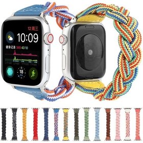 Resim iOS Uyumlu Watch Serisi Elastik Dokuma Saat Kordonu 9-8-7 41mm / Se 3-se 2-6-se-5-4 40mm / 3-2-1 38mm, Uzunluk:130mm 