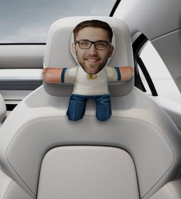 Resim Bk Gift Gift Kişiye Özel Eğlenceli Surat Araç Koltuk Bebek Yastığı-38 