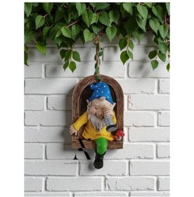 Resim Adet Dekoratif Duvar Ve Bahçe Süsü Dürbünlü Cüce Mavi Şapka 