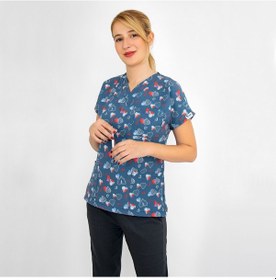 Resim Lacivert Love Desenli Likralı Üst Forma 