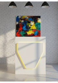 Resim Resital Ledli Karşılama Bankosu G-90 Cm Ofis Kasa Resepsiyon Masası Banko-001-1-1 