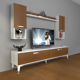 Resim Decoraktiv Eko 5da Slm Std Silver Tv Ünitesi Tv Sehpası Beyaz Ceviz 