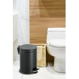 Resim 12 Litre Paslanmaz Pedallı Siyah Çöp Kovası Ev Ofis Banyo Mutfak 
