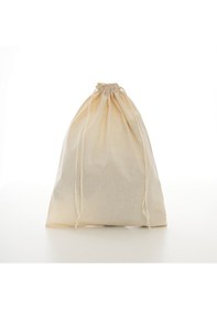 Resim 10 Adet Büyük Boy Ham Bez Büzgülü Kese - 40x50 Cm %100 Pamuk Sürdürülebilir Saklama Torbası Krem 