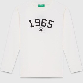 Resim United Colors Of Benetton Erkek Çocuk Bnt-b23339 Uzun Kol Tshirt Ekru-1914 Ekru 