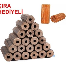 Resim Briket Şömine Odunu 10 Kg + Çıra 