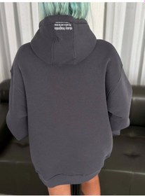 Resim Nnstartshopping Üç İplik Kapşonlu Baskılı Sweatshirt - Füme Füme 