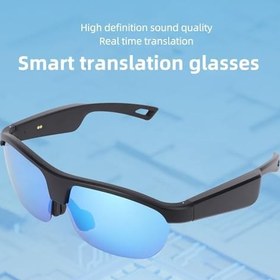 Resim Akıllı gözlük, AI - mikrofonlu çeviri gözlüğü, gerçek zamanlı video çevirisi, polarize güneş gözlüğü, 100 dil, müzik aramasını destekler 