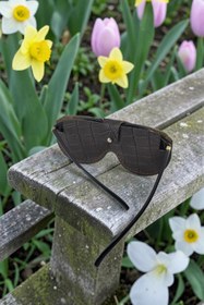 Resim CY Leather Solare Unisex Acı Kahve Baskılı Hakiki Deri Gözlük Kılıfı 
