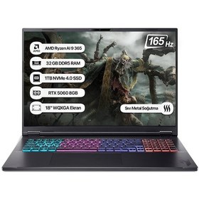 Resim Acer Nitro 18 NH.QYHEY.001-32 R9-365 32 GB 1 TB SSD 8 GB RTX5060 18" WQXGA Dos Dizüstü Bilgisayar 