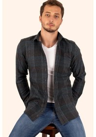 Resim Siyah Yeşil Çizgili Kışlık Oduncu Gömlek Siyah 