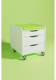 Resim Creo Mobili Çekmeceli Tekerlekli Sirius Keson, Oturulabilir Ofis Ve Ev Komodini, Beyaz/yeşil 