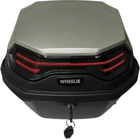 Resim WHEELIE 32 Litre Su Geçirmez Motosiklet Arka Çanta Gümüş Beyaz Parlak ABS Çift Kilitleme Üniversal 