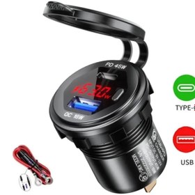 Resim Autoline 12-24volt Araç/tekne/motosiklet Için (quick)hızlı Şarj Voltmetre Usb/type C Portlu 