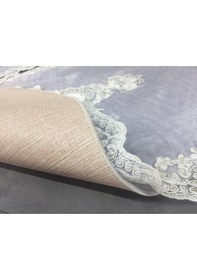 Resim Lisa Gri Oval 3'lü Dantelli Aplikli Banyo Paspas Seti Çeyizlik Gri 