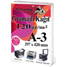Resim A3 Gramajlı Fotokopi Kağıdı 50 Adet 120 Gr Sertifika Kağıdı Kalın Kağıt Baskı Tüm Yazıcılara Uyumlu 29.7x42cm Ofis Büro 