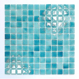 Resim MozaiKristaL Mutfak, Banyo, Havuz ve tüm yüzeyler için 25x25mm. A.Turkuaz, 31.5X31.5cm Fileli Cam Mozaik. 