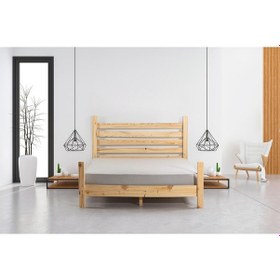 Resim Elegans İthal Çam Masif Ahşap Karyola Naturel 160x200 