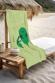 Resim Dijital Baskı Plaj Deniz Havlusu Uzaylı Desenli Peştamal HVL0198 