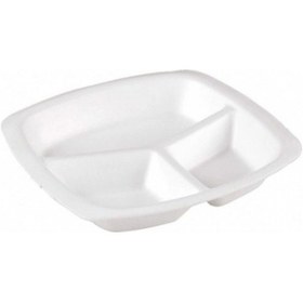 Resim 3 Gözlü Köpük Tabak 100 Adet Beyaz 