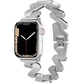 Resim Teknodur Watch 7 41mm Kordon Uyumlu Krd-80 Metal Strap Kayış Clo- Gümüş 